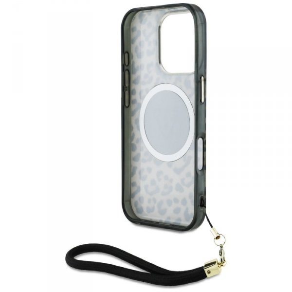 Etui Guess HC IML Leopard Triangle Cord  Strap do iPhone 16 Pro Max MagSafe brązowy