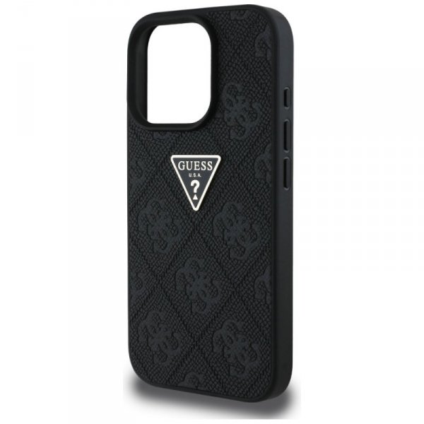 Etui Guess Hot Stamp 4G Pattern Triangle Metal Logo do iPhone 16 Pro czarny