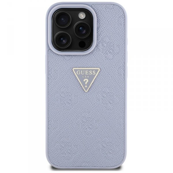 Etui Guess Hot Stamp 4G Pattern Triangle Metal Logo do iPhone 16 Pro fioletowy