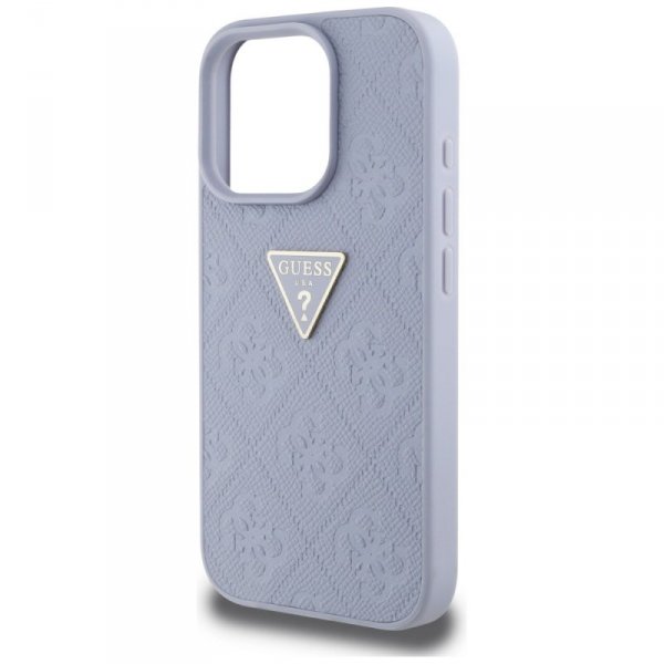 Etui Guess Hot Stamp 4G Pattern Triangle Metal Logo do iPhone 16 Pro Max fioletowy