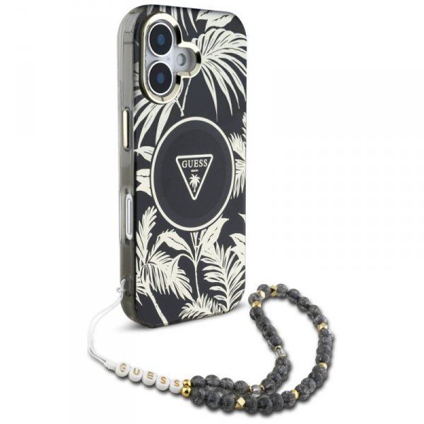 Etui Guess Palm Trees Triangle Pearl     Strap MagSafe do iPhone 16 czarny