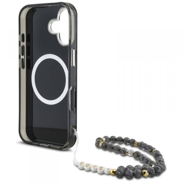 Etui Guess Palm Trees Triangle Pearl     Strap MagSafe do iPhone 16 czarny
