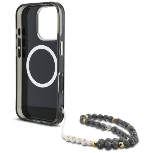 Etui Guess Palm Trees Triangle Pearl     Strap MagSafe do iPhone 16  Pro czarny