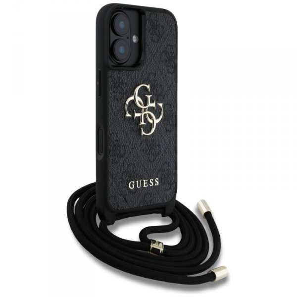 Etui Guess 4G Big Logo Cord Stap         Crossbody do iPhone 16 Plus czarny