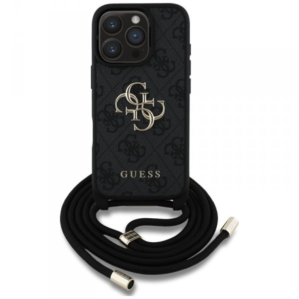 Etui Guess 4G Big Logo Cord Stap         Crossbody do iPhone 16 Pro Max czarny