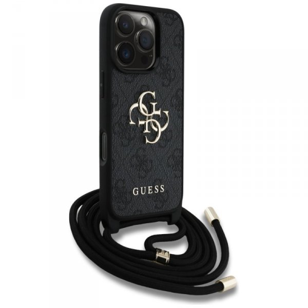 Etui Guess 4G Big Logo Cord Stap         Crossbody do iPhone 16 Pro Max czarny