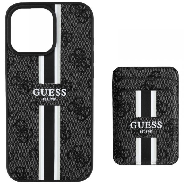 Etui Guess 4G Stripes z portfelem        Magsafe do iPhone 16 Pro Max czarny