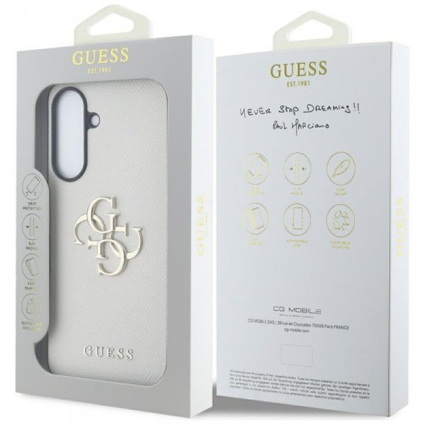 Etui Guess Grained Big 4G Logo Small     Classic Logo do Samsung Galaxy A56 beżowy