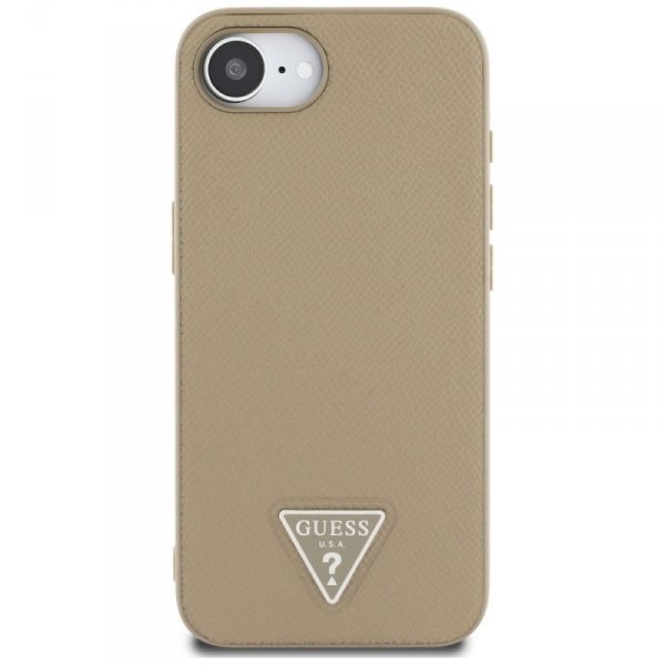 Etui Guess Grained Triangle MagSafe do   iPhone 16e brązowy