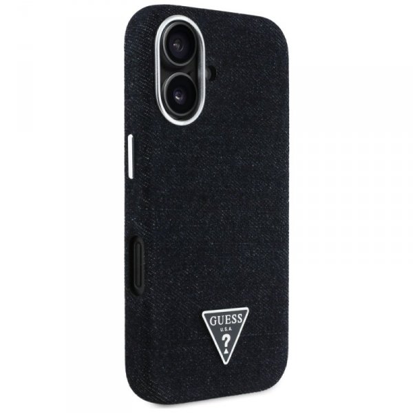Etui Guess Denim Triangle Logo MagSafe   do iPhone 16 czarny