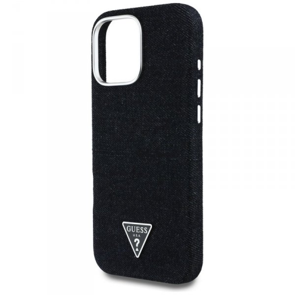 Etui Guess Denim Triangle Logo MagSafe   do iPhone 16 Pro Max czarny