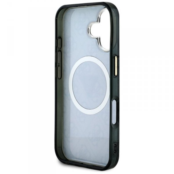 Etui Guess IML Metal Glitter 4G Circle   Triangle MagSafe do iPhone 16 czarny