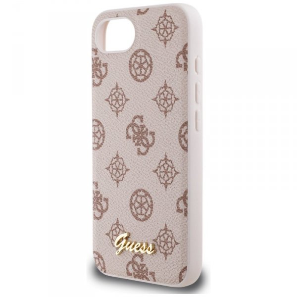 Etui Guess Peony Script Logo MagSafe do  iPhone 16e brązowy