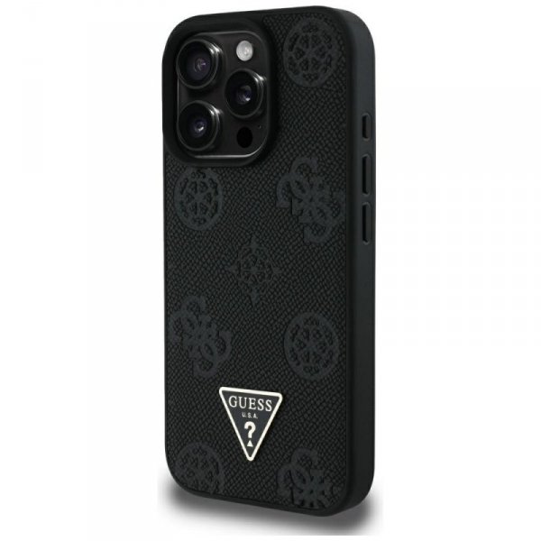 Etui Guess Grained Hot Stamp Peony       Triangle Logo MagSafe do iPhone 16 Pro Max czarny