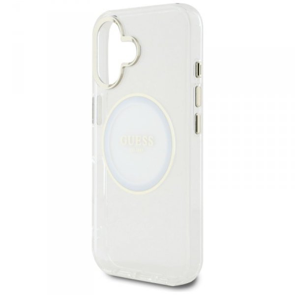 Etui Guess IML Metal Colored Circle      Classic Logo MagSafe do iPhone 16 biały