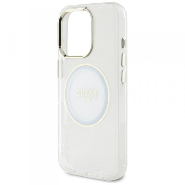 Etui Guess IML Metal Colored Circle      Classic Logo MagSafe do iPhone 16 Pro biały