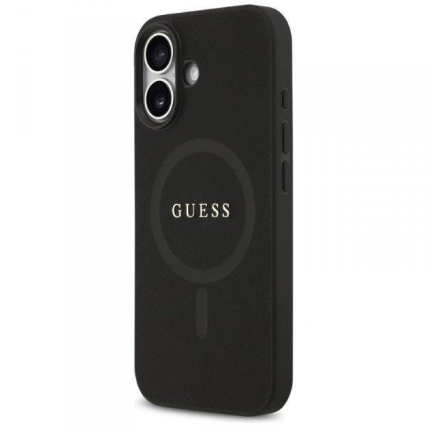 Etui Guess Saffiano Classic Logo MagSafe do iPhone 17 czarny