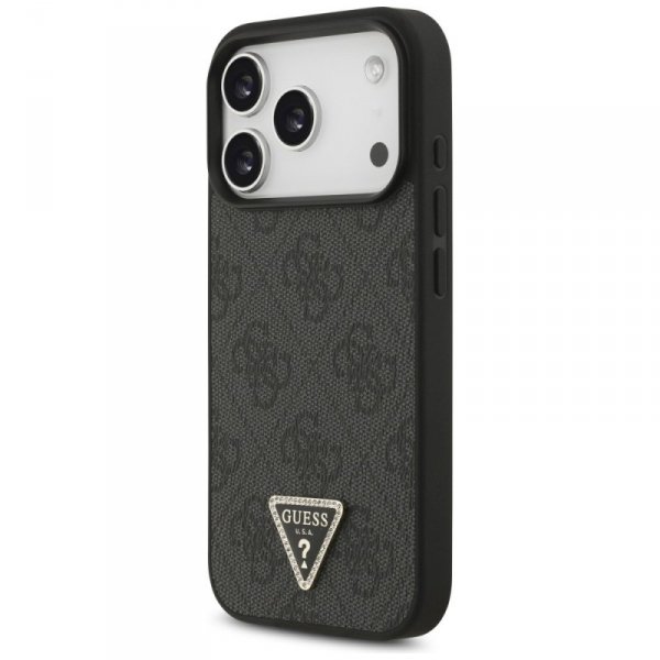 Etui Guess Leather 4G Triangle Strass    MagSafe do iPhone 17 Pro czarny