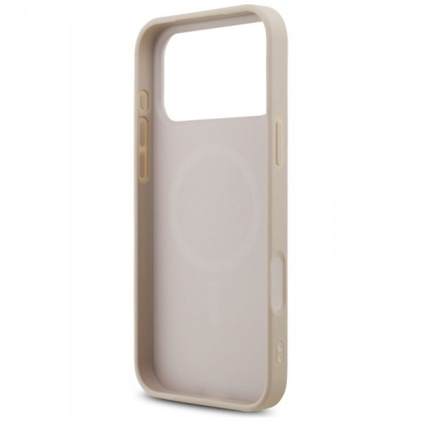Etui Guess Leather 4G Triangle Strass    MagSafe do iPhone 17 Pro Max różowy