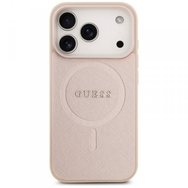 Etui Guess Saffiano Classic Logo MagSafe do iPhone 17 Pro różowy