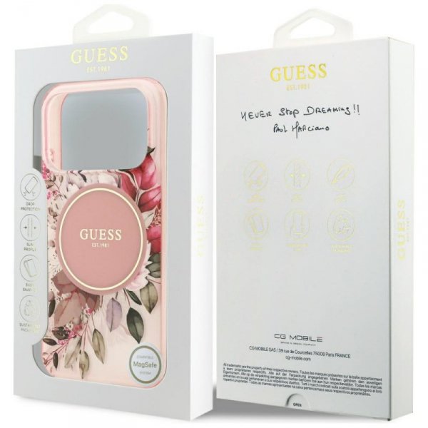 Etui Guess IML Flower & Tonal Circle     MagSafe do iPhone 17 Pro różowy
