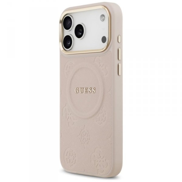 Etui Guess Peony Hot Stamp MagSafe do    iPhone 17 Pro Max różowy