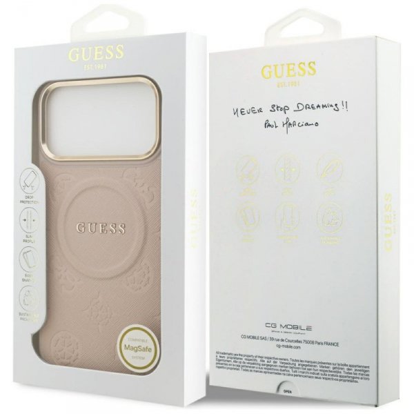 Etui Guess Peony Hot Stamp MagSafe do    iPhone 17 Pro Max różowy
