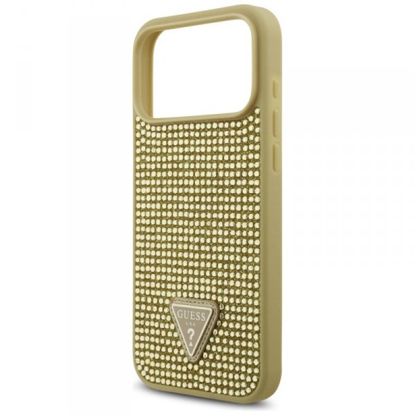 Etui Guess Rhinestone Triangle Logo do   iPhone 17 Pro Max złoty