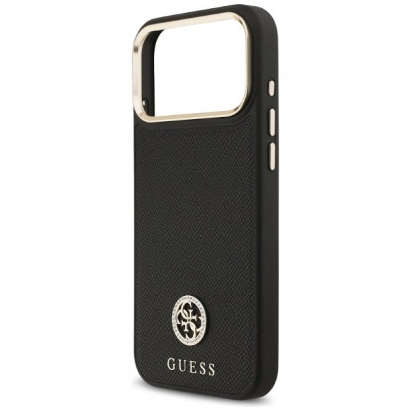Etui Guess Grained Strass Logo MagSafe   do iPhone 17 Pro Max czarny