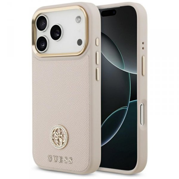 Etui Guess Grained Strass Logo MagSafe   do iPhone 17 Pro różowy