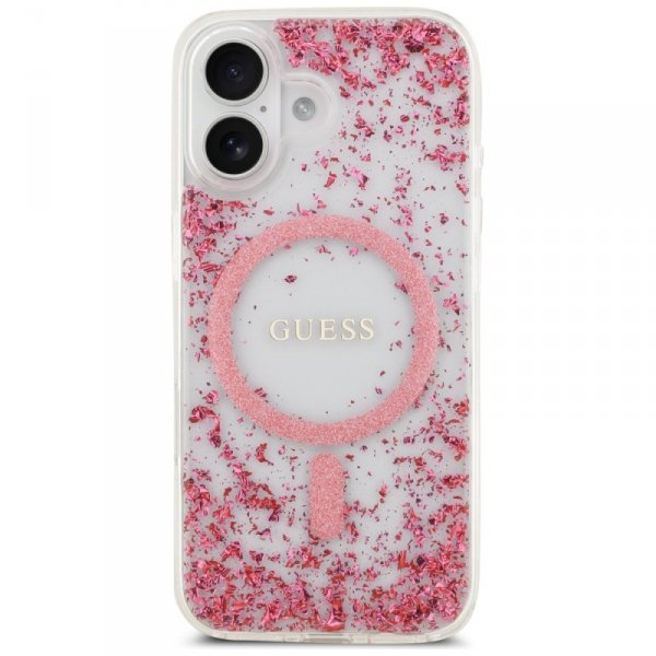 Etui Guess Resin Bottom Glitter MagSafe  do iPhone 17 różowy