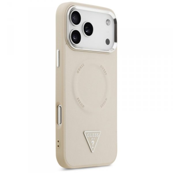 Etui Guess Triangle Logo MagSafe do      iPhone 17 Pro beżowy