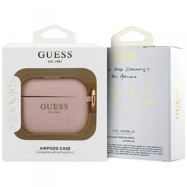 Etui Guess Silicone Glitter Ring do      AirPods Pro 3 różowy