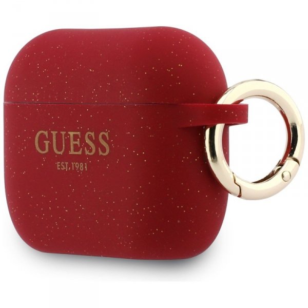 Etui Guess Silicone Glitter Ring do      AirPods Pro 3 fuksja