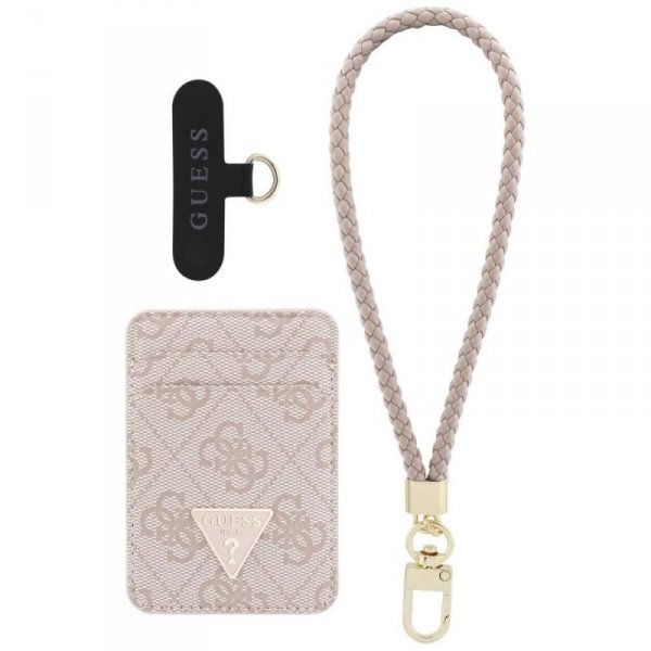 Zestaw portfel + hand strap Guess        triangle MagSafe różowy
