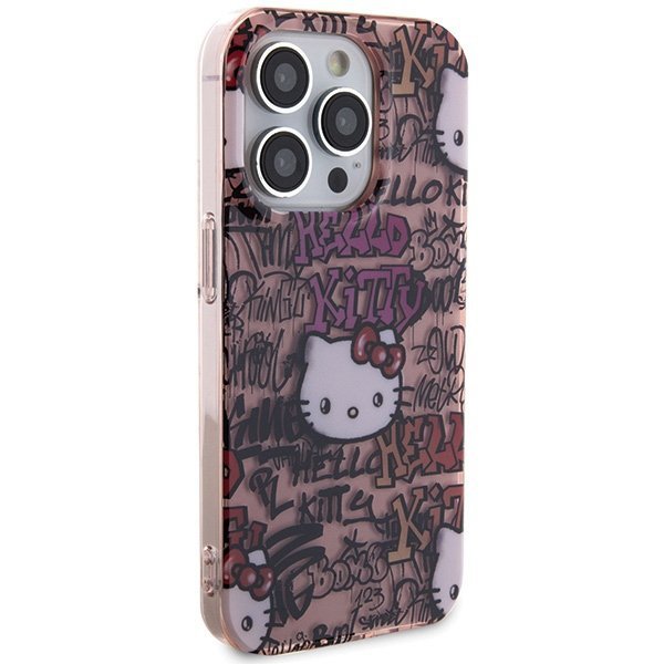 Hello Kitty HKHCP15LHDGPTP iPhone 15 Pro 6.1&quot; różowy/pink hardcase IML Tags Graffiti