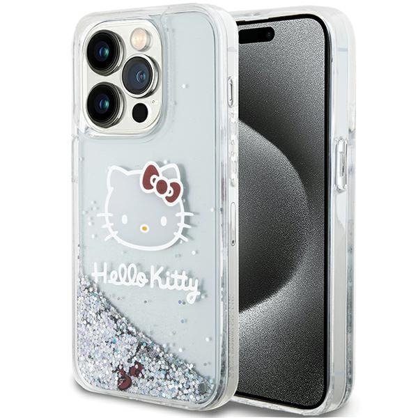 Hello Kitty HKHCP14LLIKHET iPhone 14 Pro 6.1&quot; srebrny/silver hardcase Liquid Glitter Charms Kitty Head