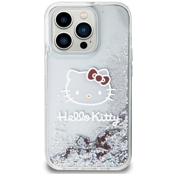 Hello Kitty HKHCP14LLIKHET iPhone 14 Pro 6.1&quot; srebrny/silver hardcase Liquid Glitter Charms Kitty Head