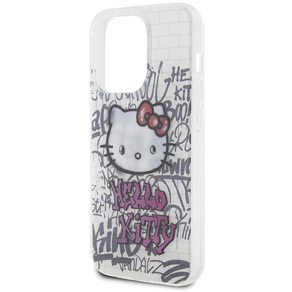 Hello Kitty HKHCP15LHDGPHT iPhone 15 Pro 6.1&quot; biały/white hardcase IML Kitty On Bricks Graffiti