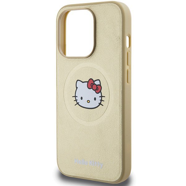 Hello Kitty HKHMP14LPGHCKD iPhone 14 Pro 6.1&quot; złoty/gold hardcase Leather Kitty Head MagSafe