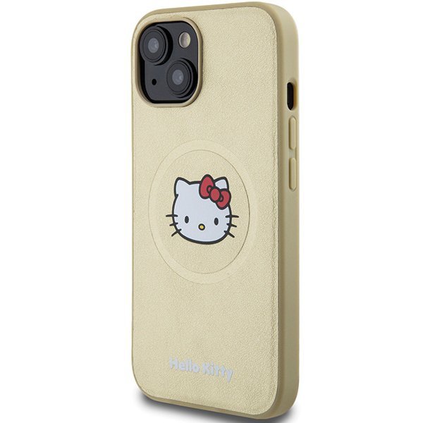 Hello Kitty HKHMP14SPGHCKD iPhone 14 / 15 / 13 6.1&quot; złoty/gold hardcase Leather Kitty Head MagSafe