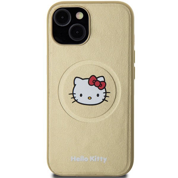 Hello Kitty HKHMP15SPGHCKD iPhone 15 / 14 / 13 6.1&quot; złoty/gold hardcase Leather Kitty Head MagSafe