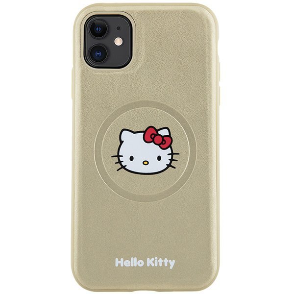 Hello Kitty HKHMN61PGHCKD iPhone 11 / Xr 6.1&quot; złoty/gold hardcase Leather Kitty Head MagSafe