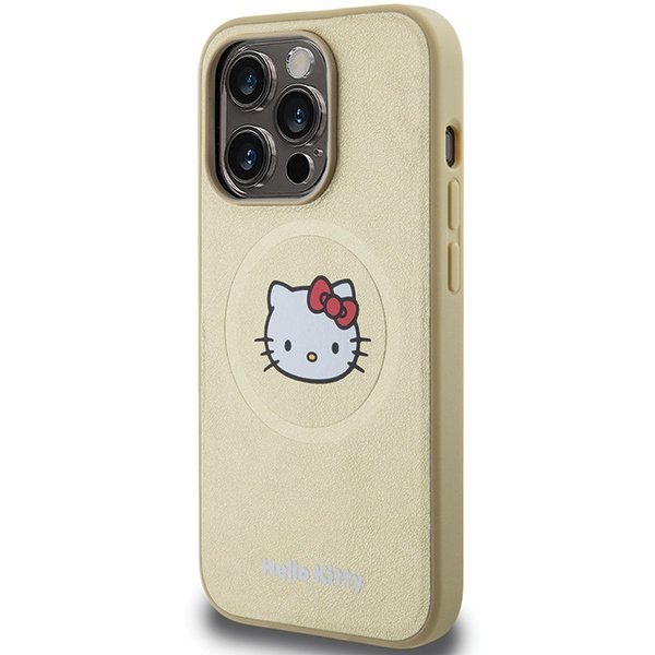 Hello Kitty HKHMP14XPGHCKD iPhone 14 ProMax 6.7&quot; złoty/gold hardcase Leather Kitty Head MagSafe