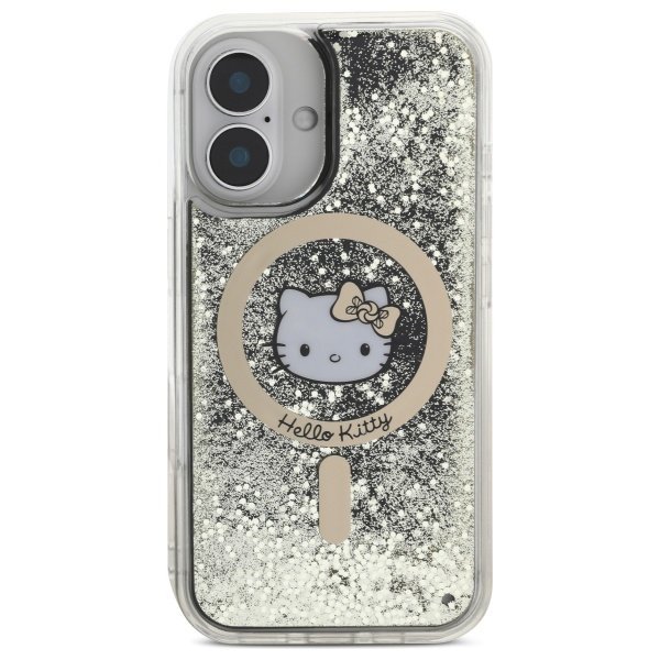 Hello Kitty HKHMP16SLGDIK iPhone 16 6.1&quot; czarny złoty/black gold hardcase Liquid Glitter Fever MagSafe