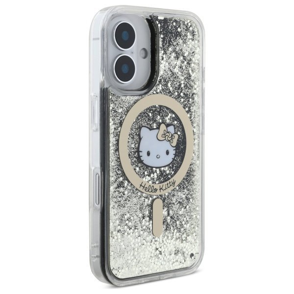 Hello Kitty HKHMP16SLGDIK iPhone 16 6.1&quot; czarny złoty/black gold hardcase Liquid Glitter Fever MagSafe