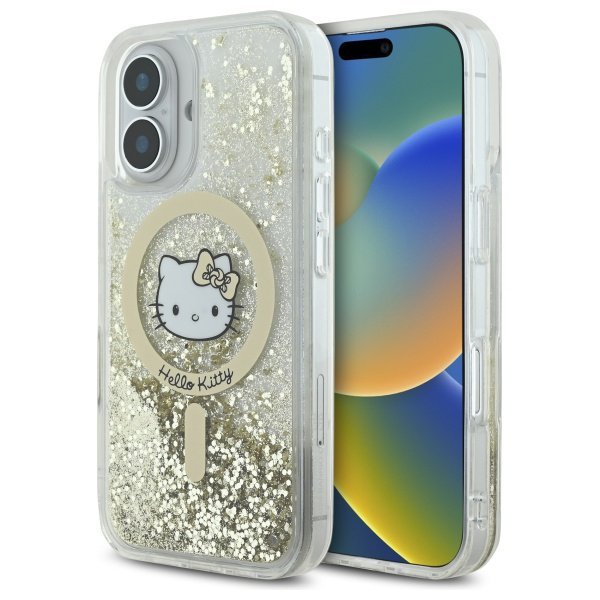 Hello Kitty HKHMP16SLGDIH iPhone 16 6.1&quot; biały złoty/white gold hardcase Liquid Glitter Fever MagSafe