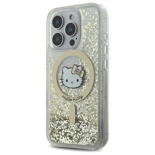 Hello Kitty HKHMP16LLGDIH iPhone 16 Pro  6.3&quot; biały złoty/white gold hardcase Liquid Glitter Fever MagSafe