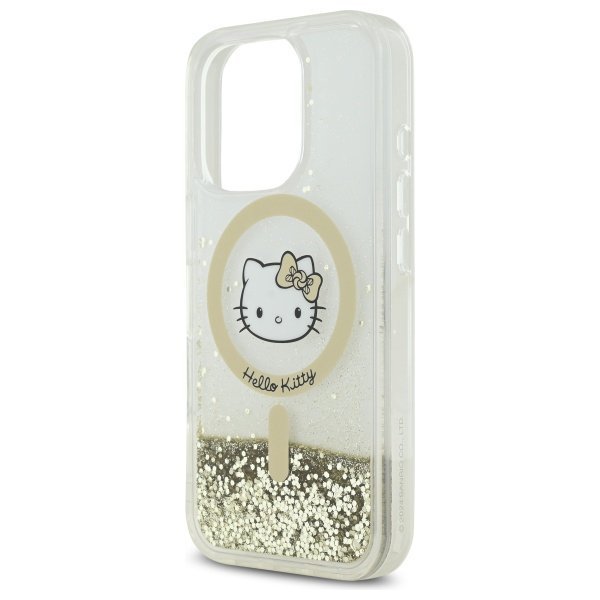 Hello Kitty HKHMP16LLGDIH iPhone 16 Pro  6.3&quot; biały złoty/white gold hardcase Liquid Glitter Fever MagSafe