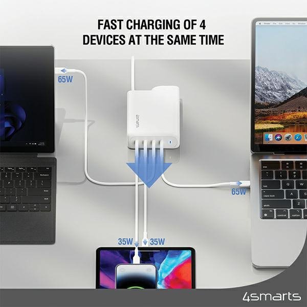 4smarts Ładowarka sieciowa 200W GaN FlexPro 4xUSB-C biała/white 544200